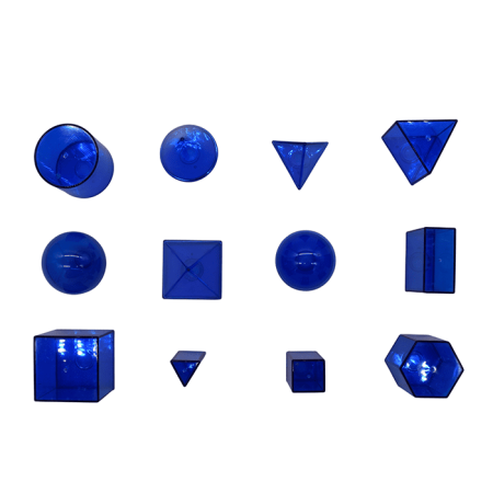 Набор прозрачных геометрических тел разборный (12 фигур) 